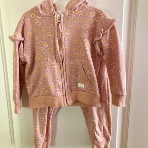 7 for all Mankind Toddler Pink Floral Hoodie Jogger Set
